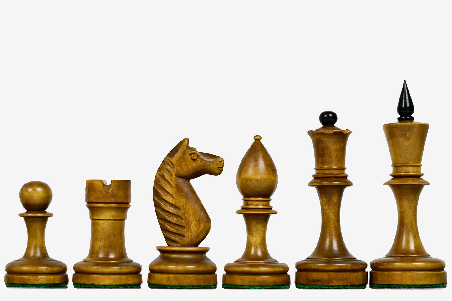 The Repro of Averbakh 1949 Moscow Chess Championship Chess Pieces in Ebonized & Antiqued Boxwood 4.16 inch King