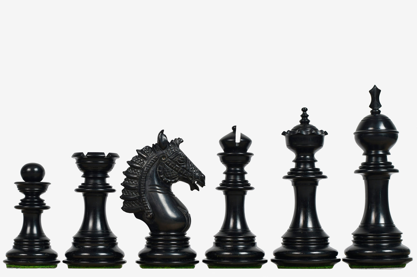 Sikh Empire Series Triple Weighted Wooden Handmade Chess Pieces in Genuine Ebony Wood and Antiqued Wood - 4.5" King with Extra Queens