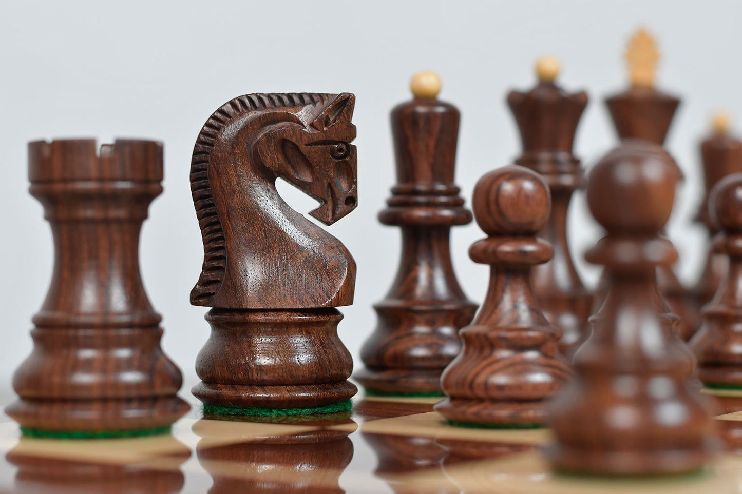 Old 1959 Russian Zagreb Staunton Chess Pieces in Sheesham Wood / Boxwood - 3.8" King