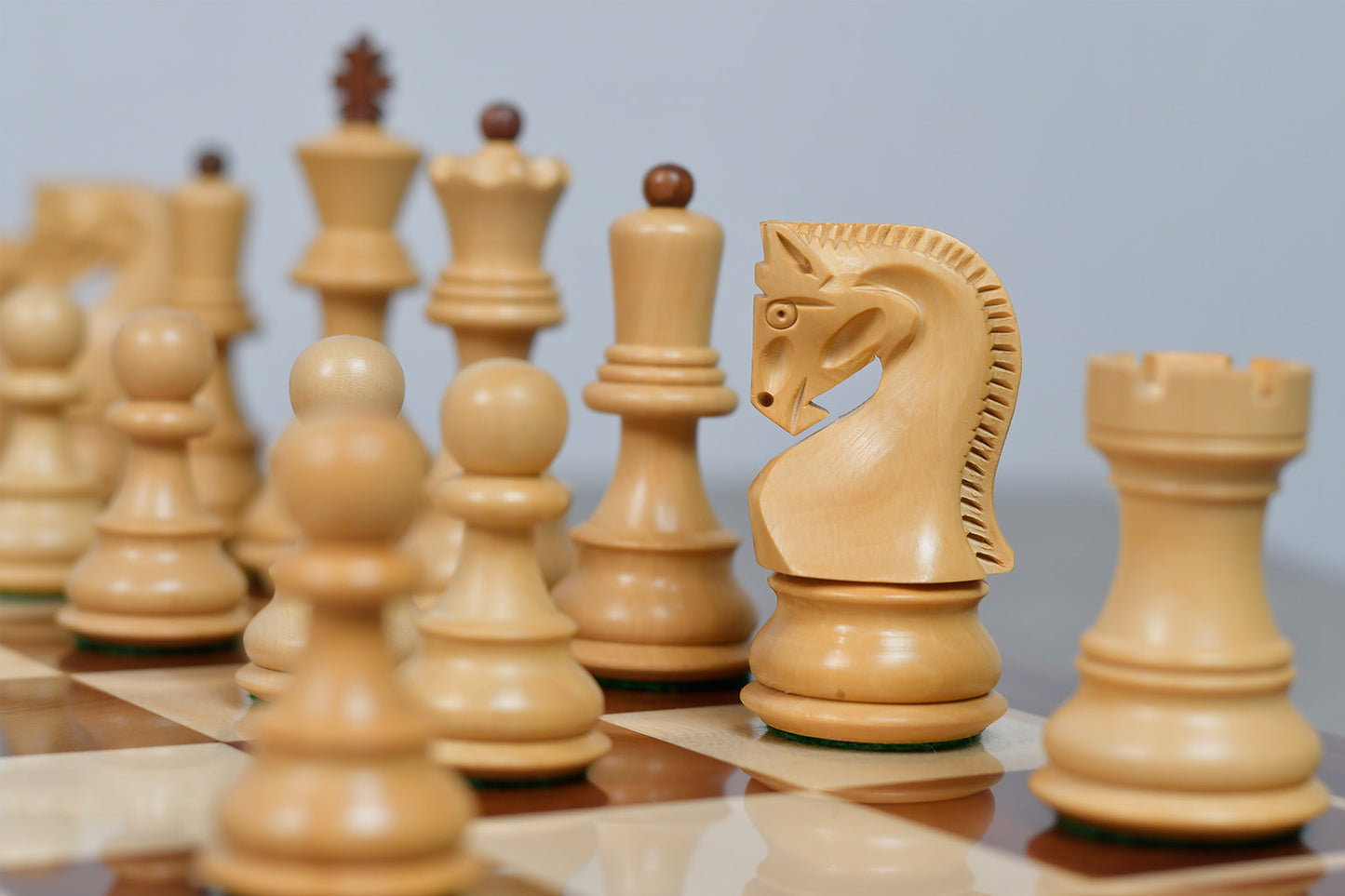 Old 1959 Russian Zagreb Staunton Chess Pieces in Sheesham Wood / Boxwood - 3.8" King