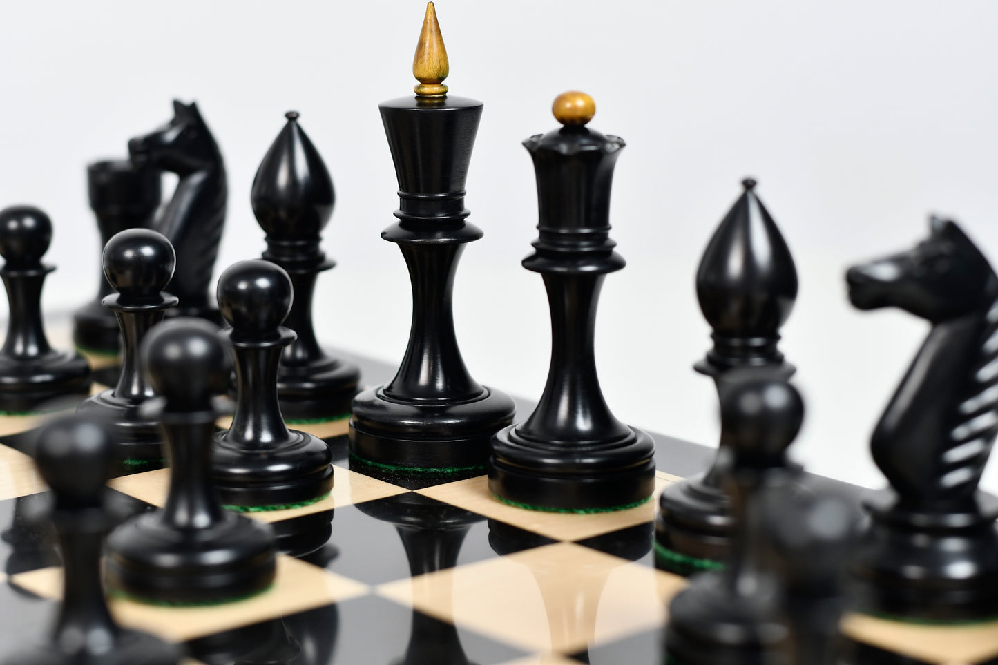 The Repro of Averbakh 1949 Moscow Chess Championship Chess Pieces in Ebonized & Antiqued Boxwood 4.16 inch King