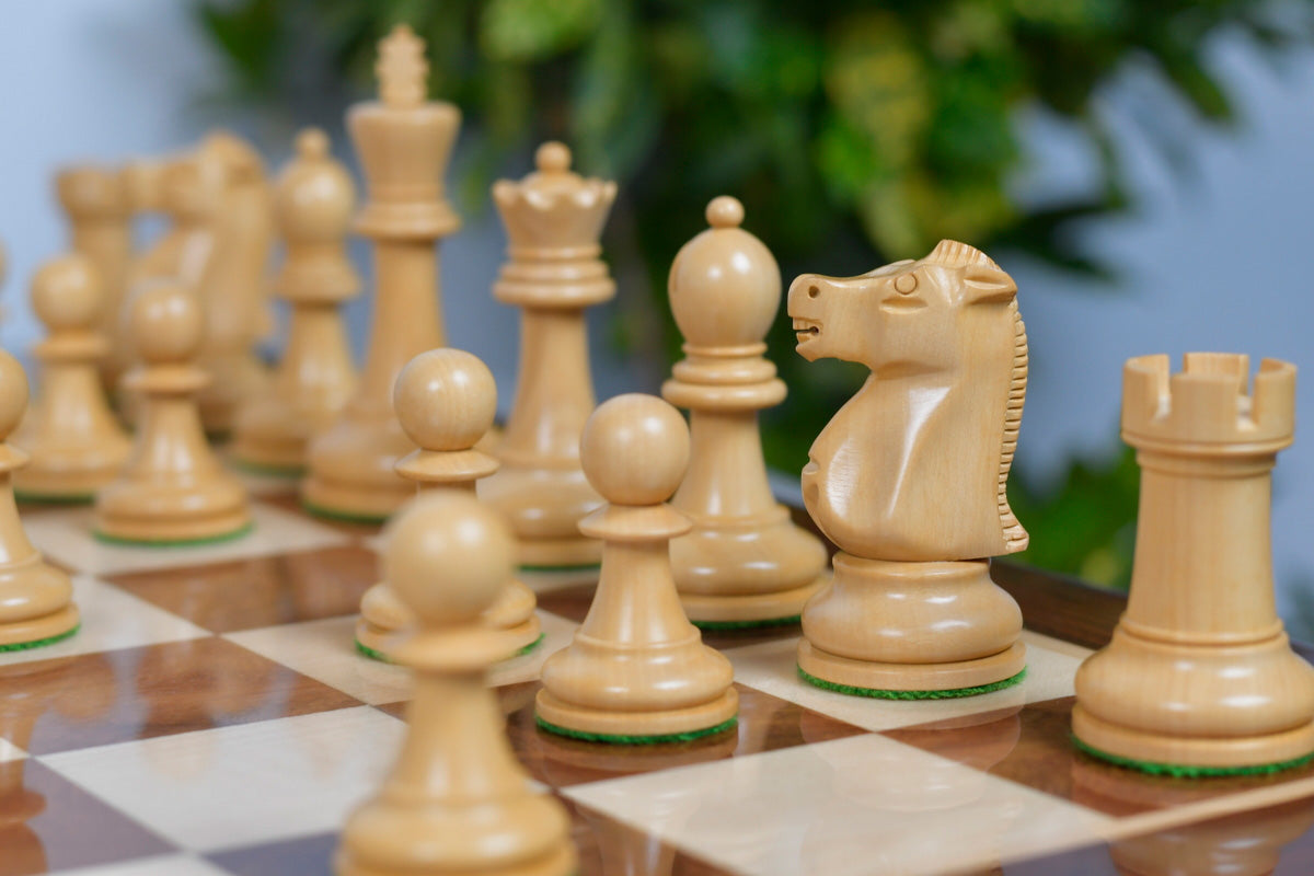 1972 Reproduced Fischer-Spassky Staunton Pattern Chess Pieces V2.0 in Sheesham Wood & Boxwood - 3.77" King
