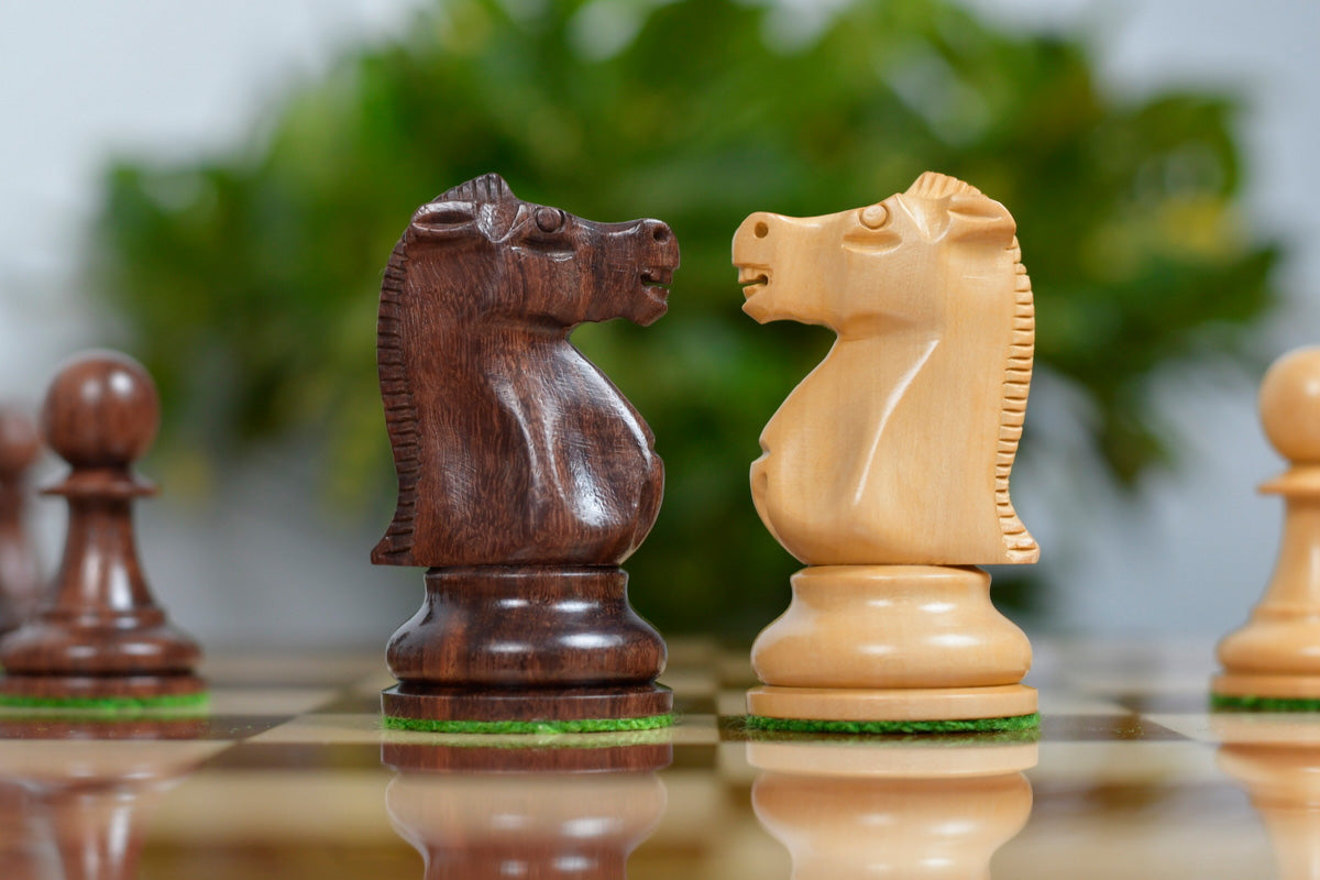 1972 Reproduced Fischer-Spassky Staunton Pattern Chess Pieces V2.0 in Sheesham Wood & Boxwood - 3.77" King
