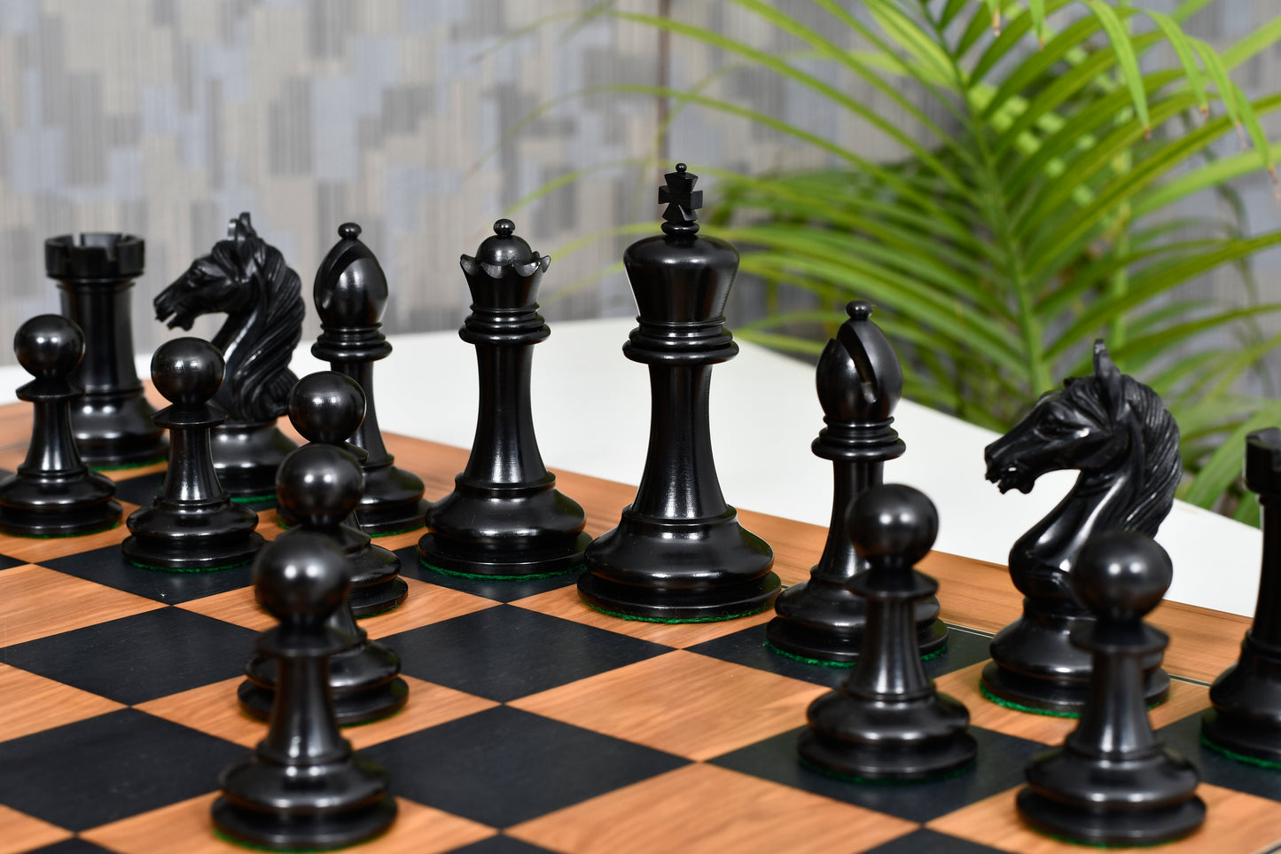 The Ancient Indian Warrior Staunton Luxury Series Chess Pieces in Ebony / Antiqued Box Wood - 4" King