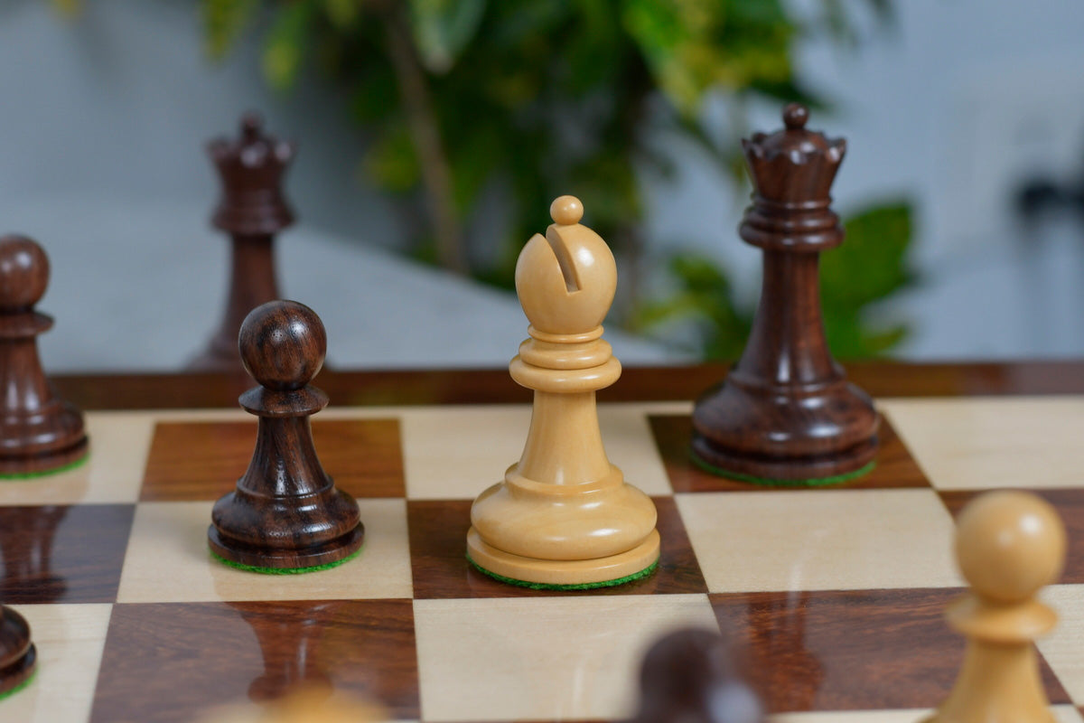 1972 Reproduced Fischer-Spassky Staunton Pattern Chess Pieces V2.0 in Sheesham Wood & Boxwood - 3.77" King