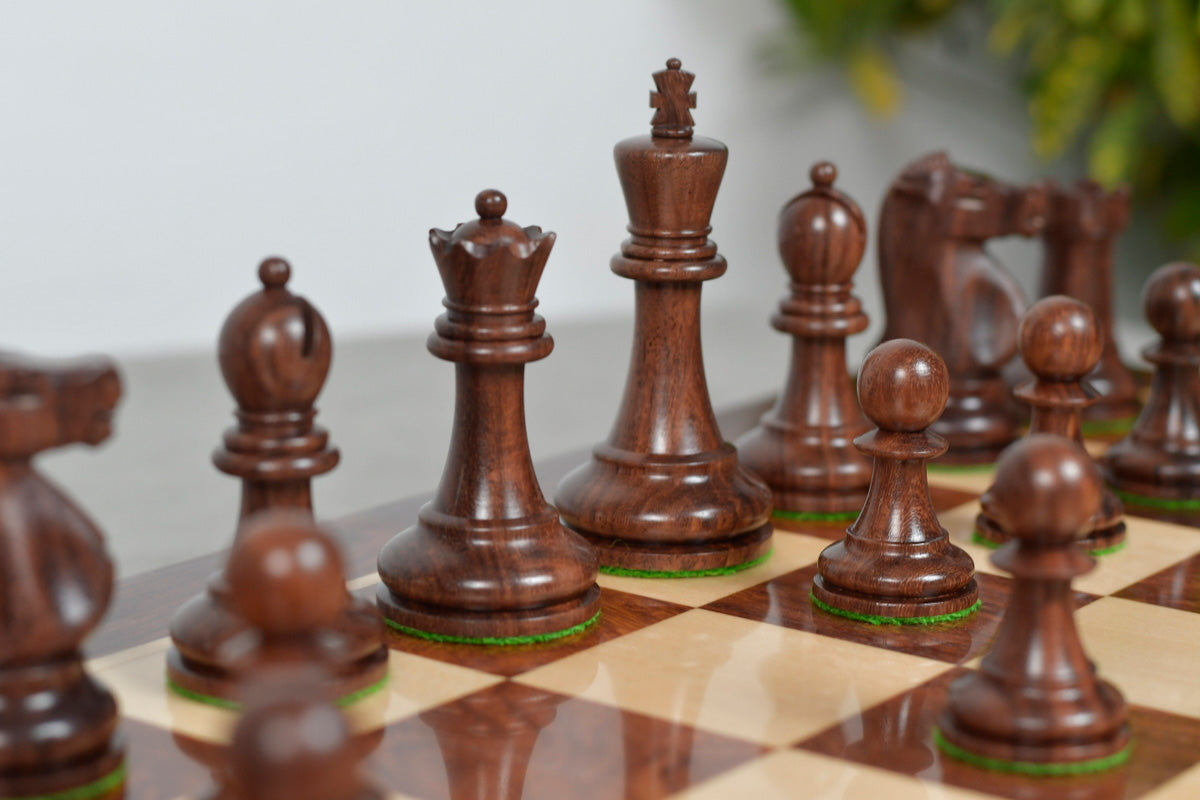 1972 Reproduced Fischer-Spassky Staunton Pattern Chess Pieces V2.0 in Sheesham Wood & Boxwood - 3.77" King