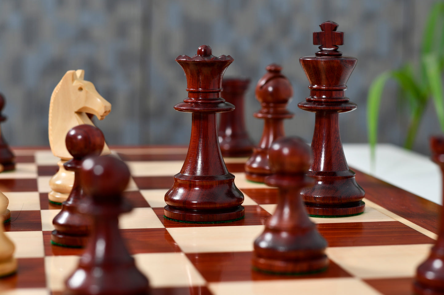 Reproduced 90s French Chavet Championship Tournament Chess Pieces V2.0 in Bud Rosewood / Boxwood - 3.6" King