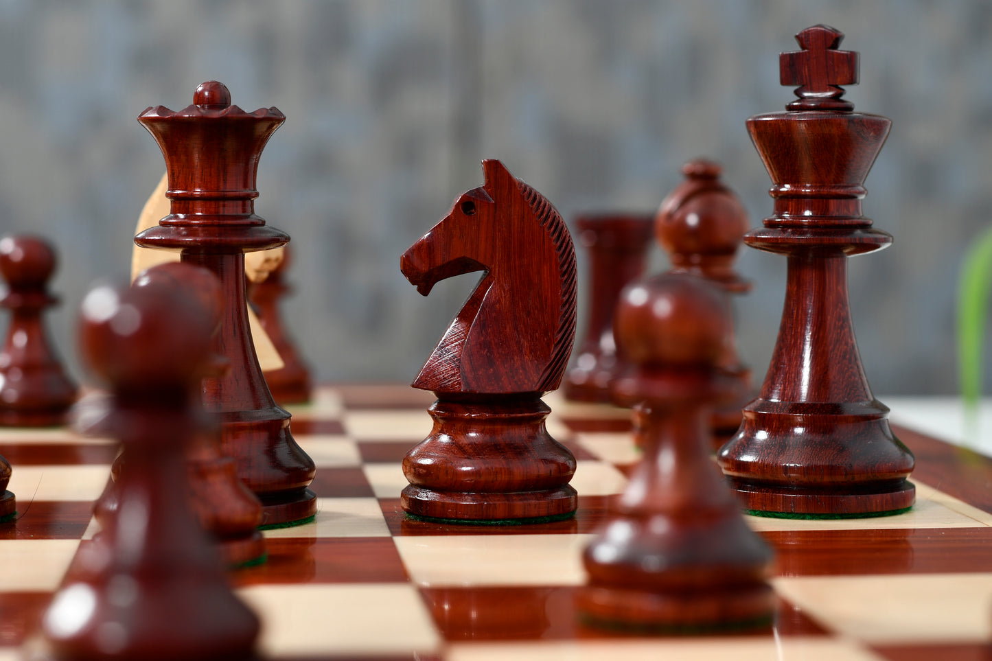 Reproduced 90s French Chavet Championship Tournament Chess Pieces V2.0 in Bud Rosewood / Boxwood - 3.6" King