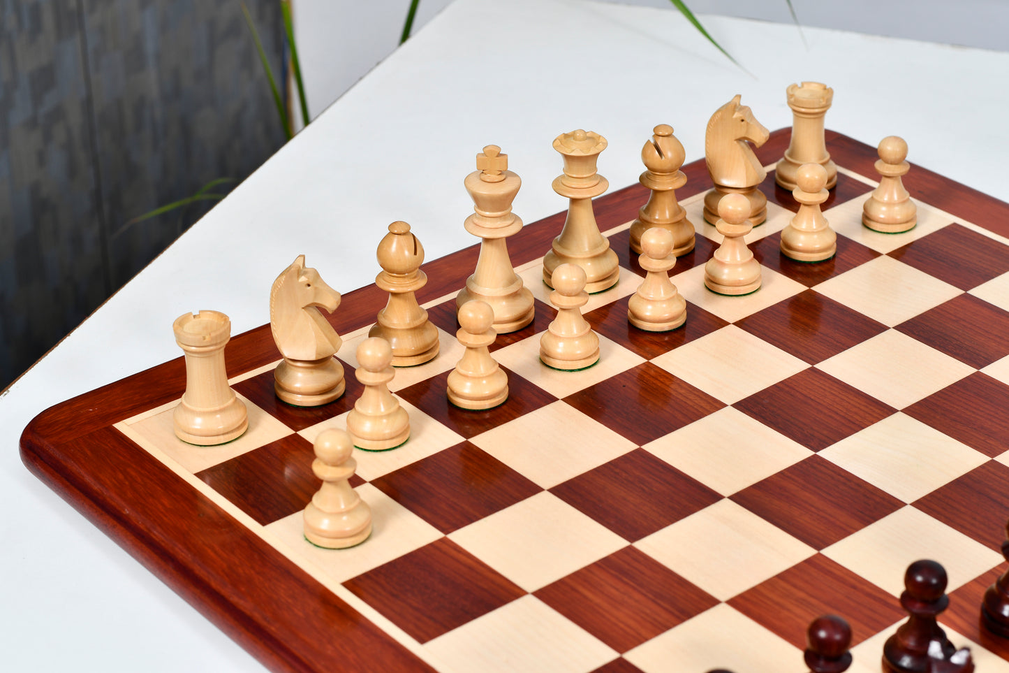 Reproduced 90s French Chavet Championship Tournament Chess Pieces V2.0 in Bud Rosewood / Boxwood - 3.6" King