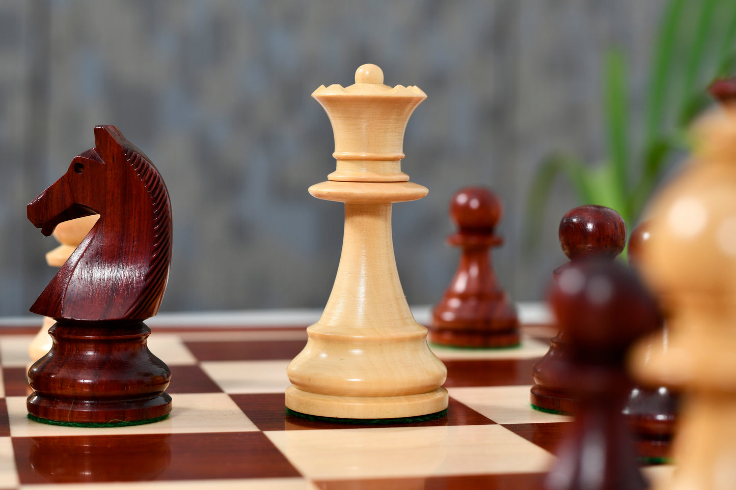Reproduced 90s French Chavet Championship Tournament Chess Pieces V2.0 in Bud Rosewood / Boxwood - 3.6" King