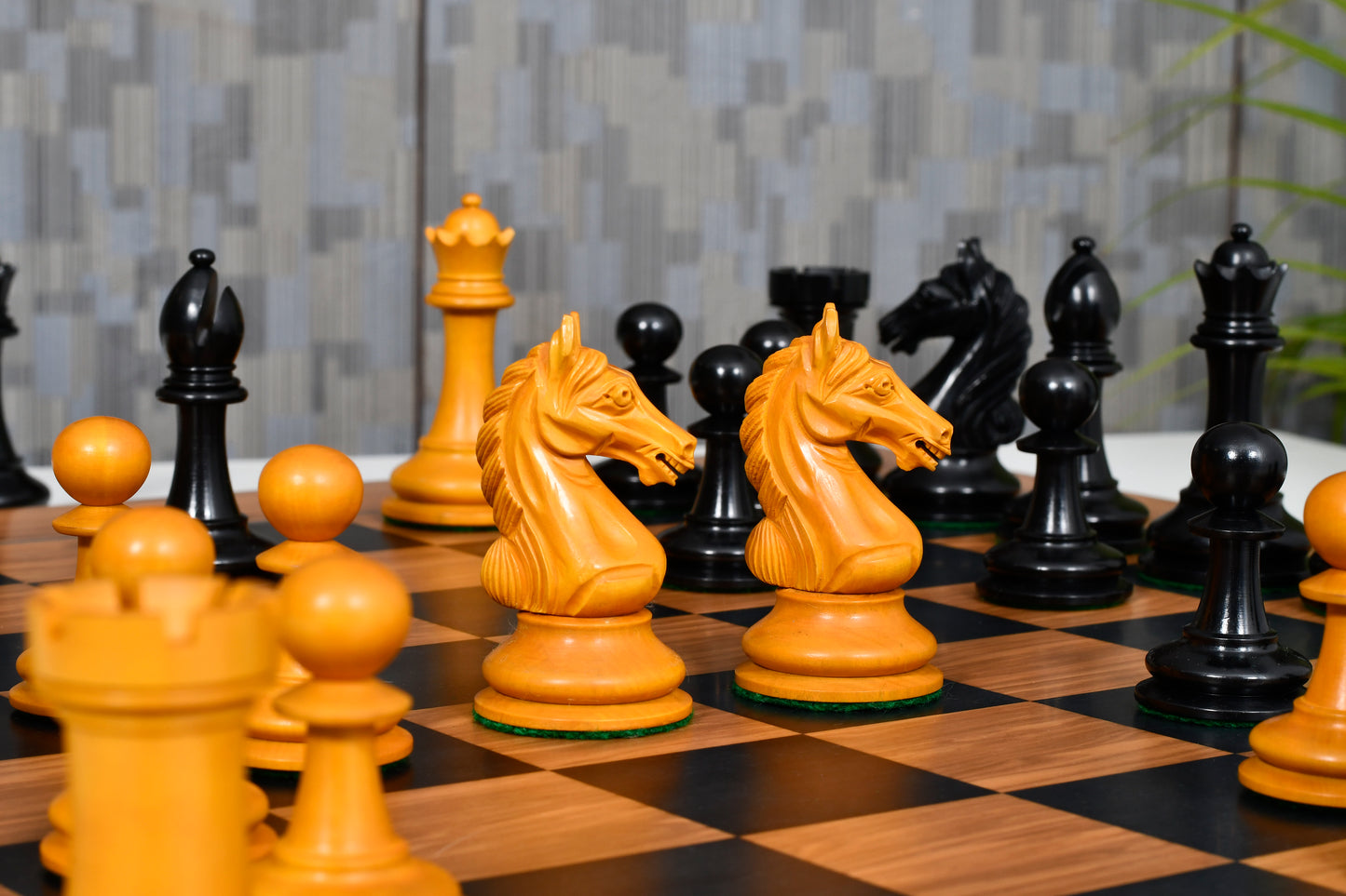 The Ancient Indian Warrior Staunton Luxury Series Chess Pieces in Ebony / Antiqued Box Wood - 4" King