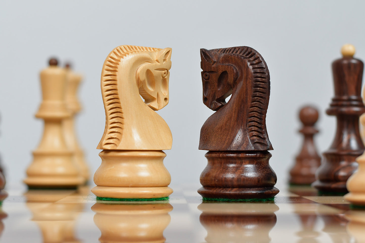 Old 1959 Russian Zagreb Staunton Chess Pieces in Sheesham Wood / Boxwood - 3.8" King