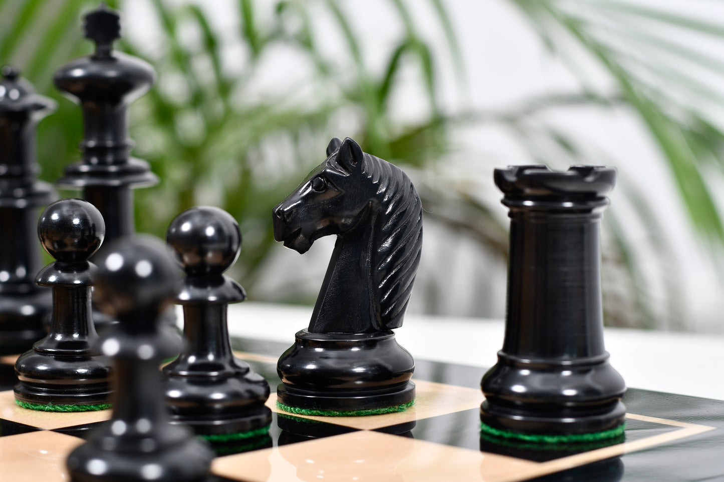 19th Century Antique Austrian Series Hand Crafted Chess Pieces in Ebonized & Boxwood - 4.2" King