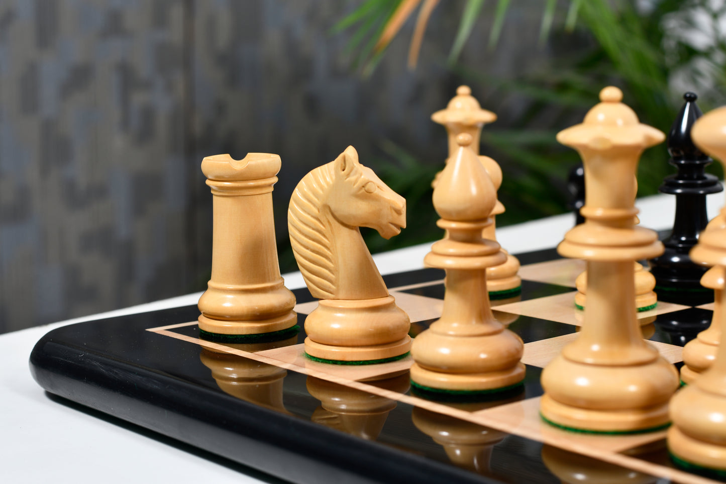 19th Century Antique Austrian Series Hand Crafted Chess Pieces in Ebonized & Boxwood - 4.2" King