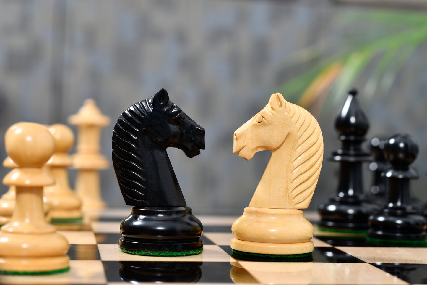 19th Century Antique Austrian Series Hand Crafted Chess Pieces in Ebonized & Boxwood - 4.2" King
