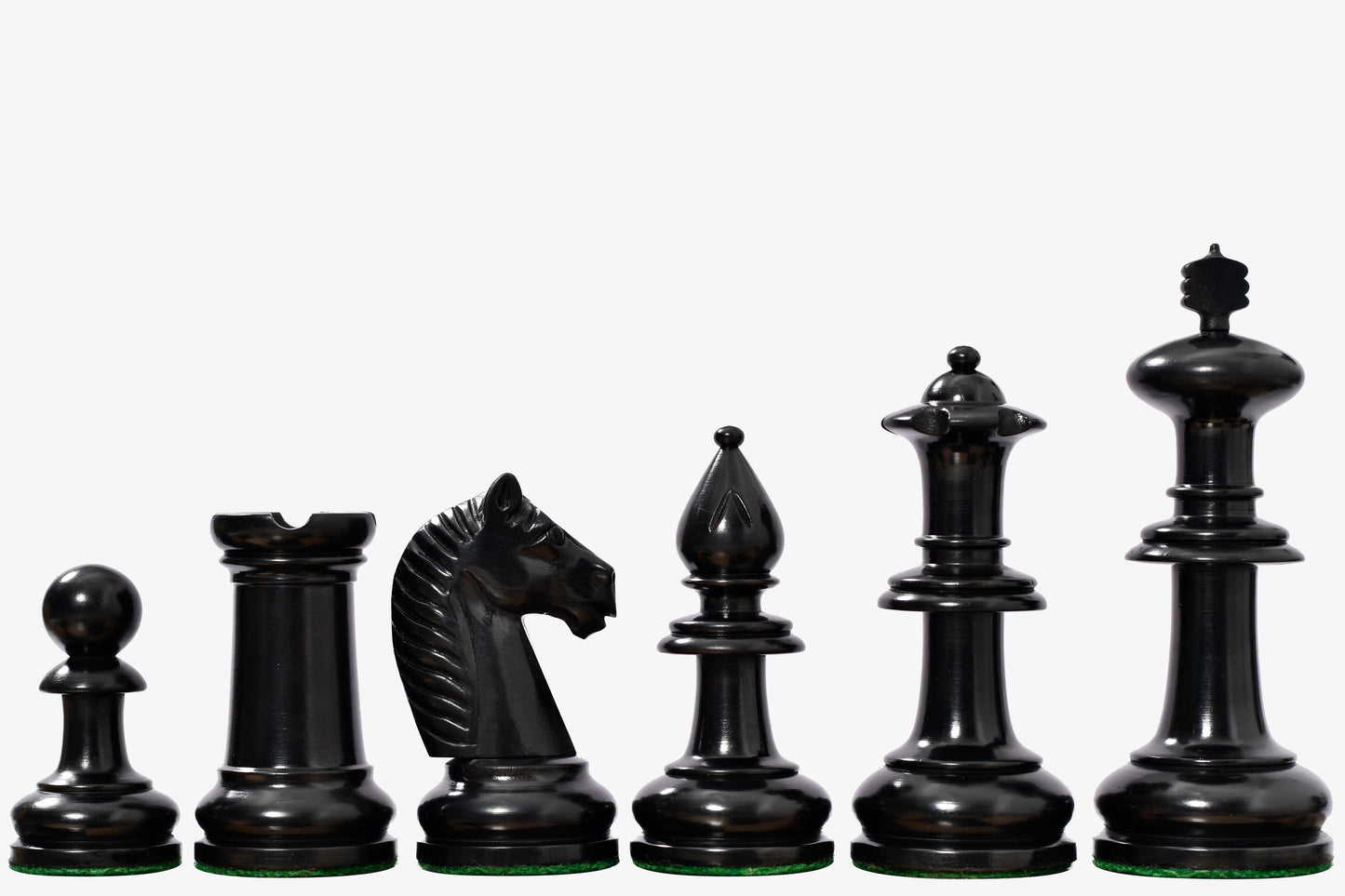 19th Century Antique Austrian Series Hand Crafted Chess Pieces in Ebonized & Boxwood - 4.2" King
