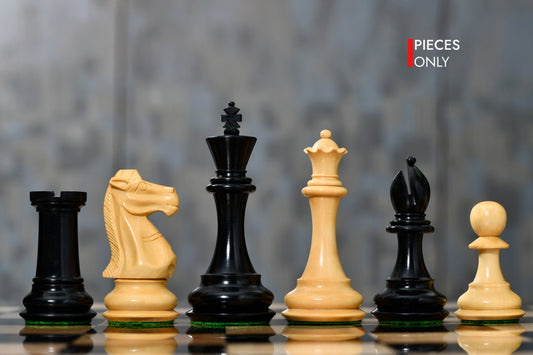 The Old Romeo Staunton Series Weighted Chess Pieces in Ebony & Box Wood - 3.8" King