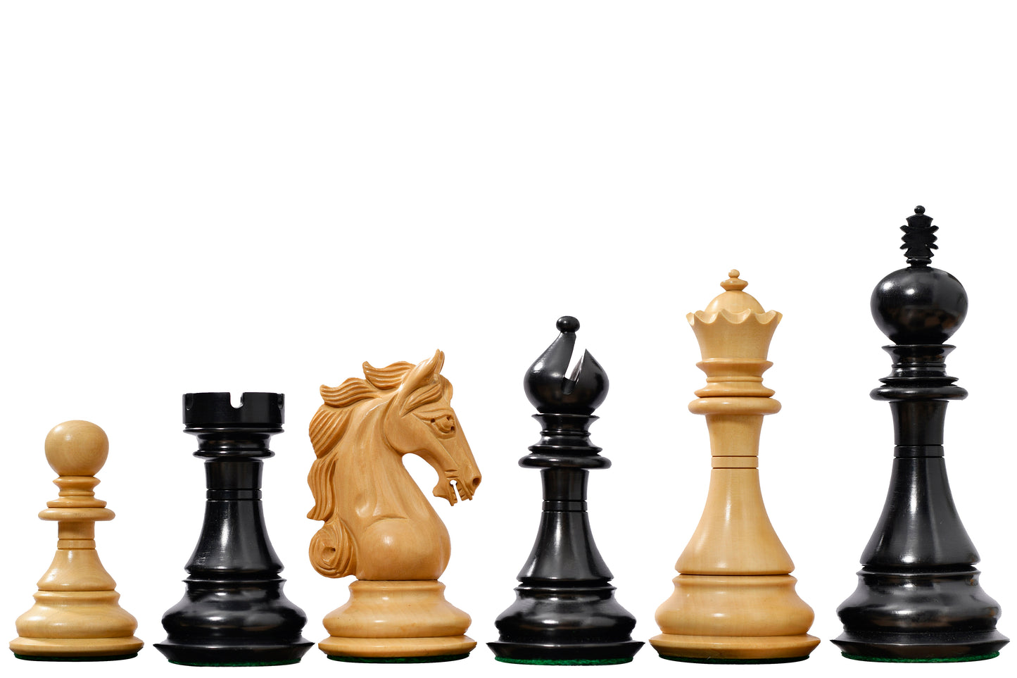 The Shera Series Staunton Triple Weighted Chess Pieces V2.0 in Ebonized / Boxwood - 4.5" King