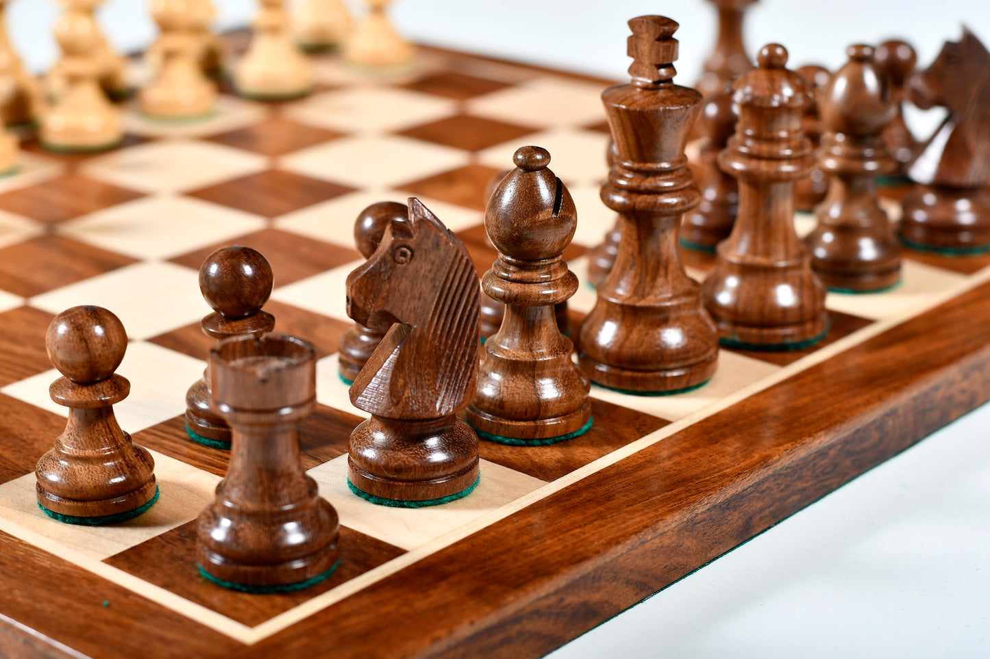 Tournament Series Staunton Chess Pieces with German Knight in Sheesham & Box Wood - 3" King