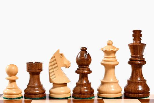 Tournament Series Staunton Chess Pieces with German Knight in Sheesham & Box Wood - 3" King