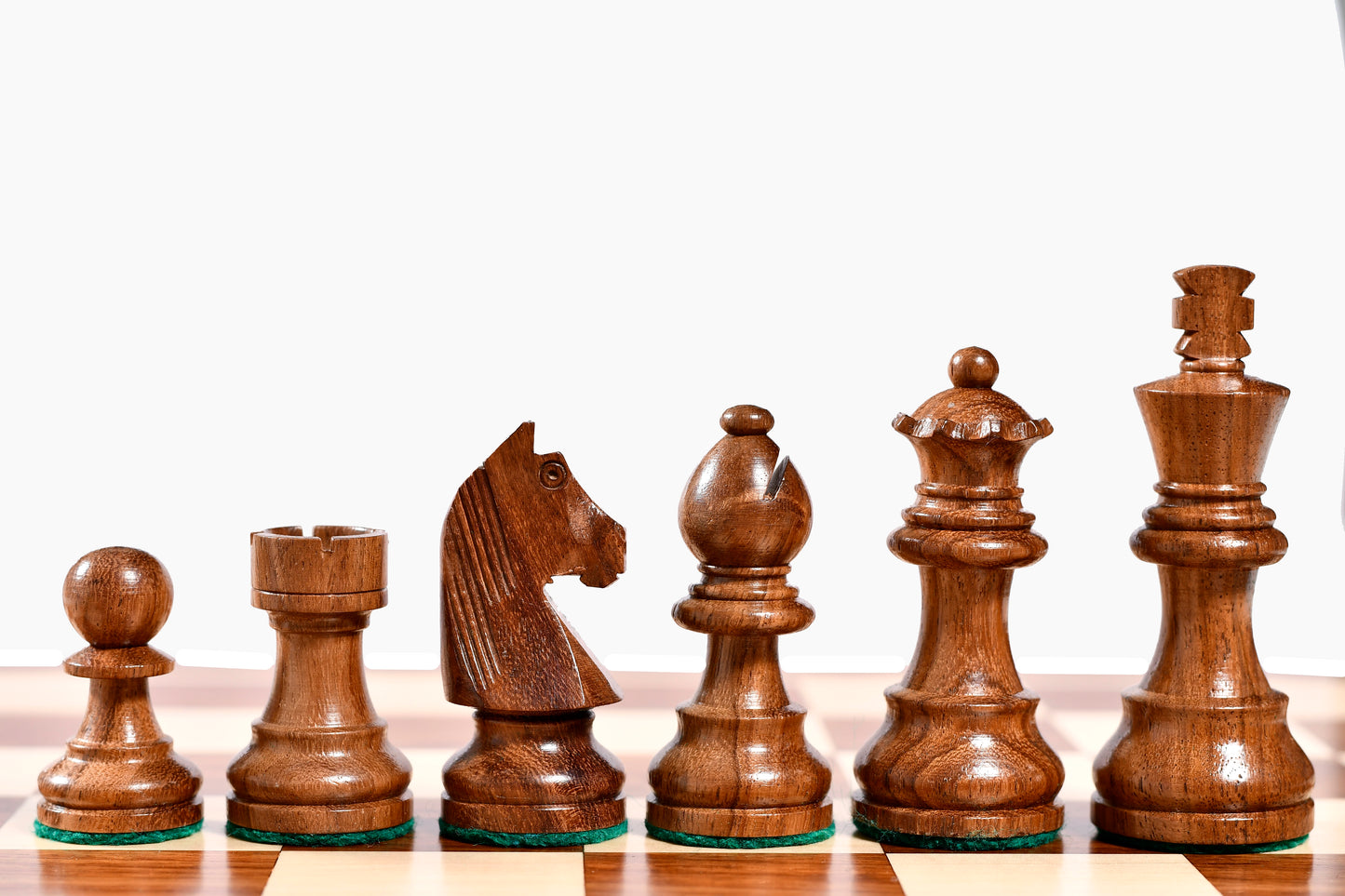 Tournament Series Staunton Chess Pieces with German Knight in Sheesham & Box Wood - 3" King