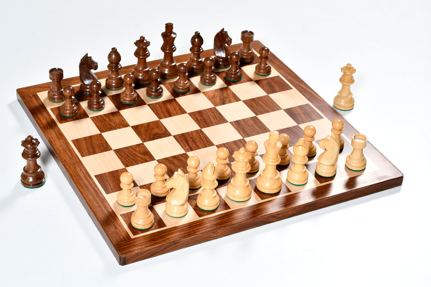 Tournament Series Staunton Chess Pieces with German Knight in Sheesham & Box Wood - 3" King