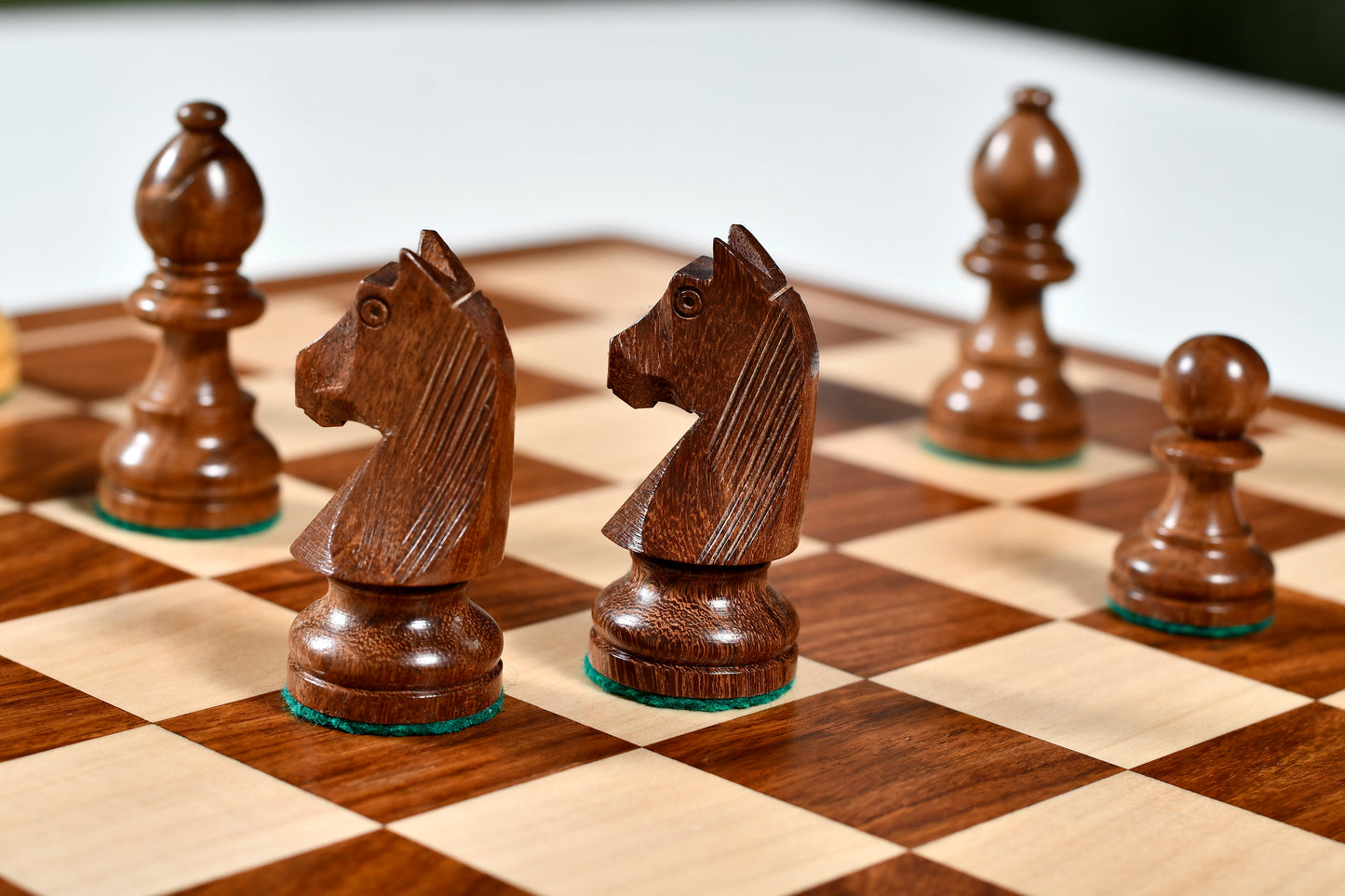 Tournament Series Staunton Chess Pieces with German Knight in Sheesham & Box Wood - 3" King