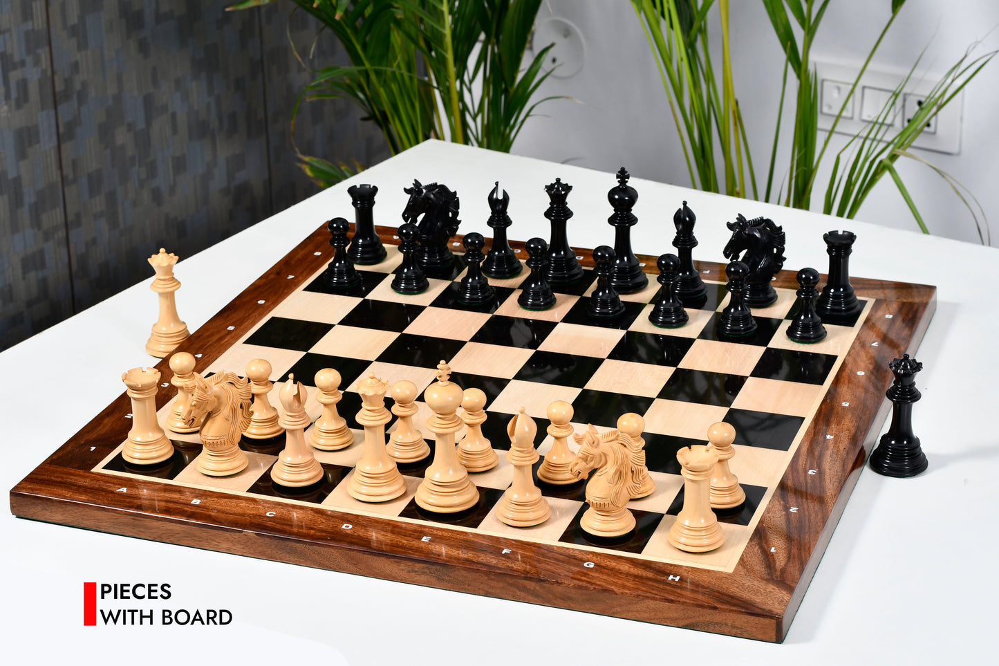 The Crown Heritage Series – A Regal Collection of Luxury Chess Pieces in Ebony Wood & Natural Boxwood 4.3” King