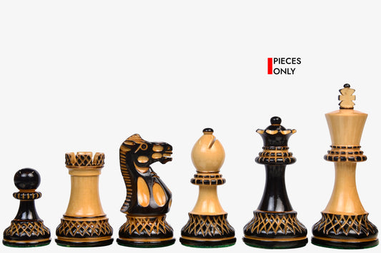 The Parker Staunton Series Lacquered Chess Pieces in Burnt Boxwood & Natural Boxwood - 3.9" King