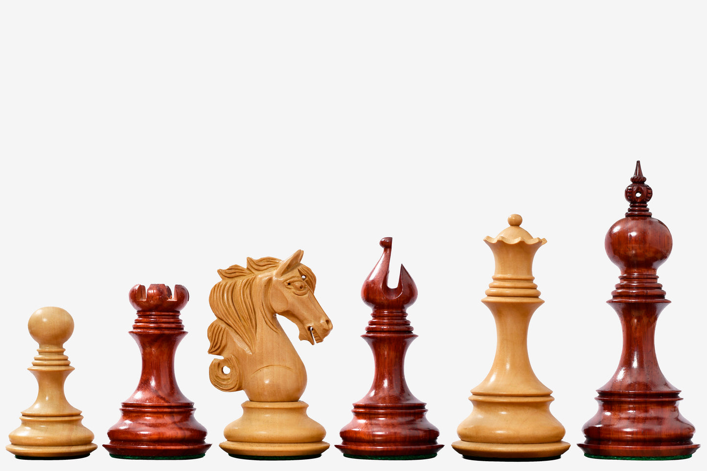 The Admiral Series II Staunton Chess Pieces in Bud Rosewood & Box Wood - 4.5" King