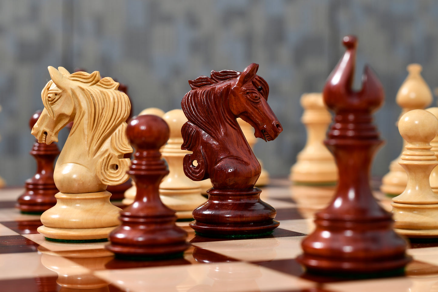 The Admiral Series II Staunton Chess Pieces in Bud Rosewood & Box Wood - 4.5" King