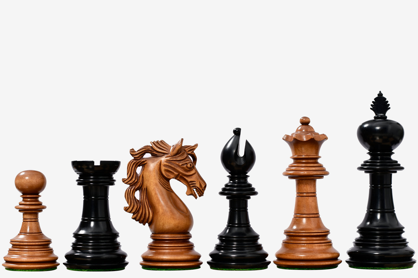 American Adios Series Luxury Chess Pieces in Distressed Boxwood & Ebony Wood - 4.4" King