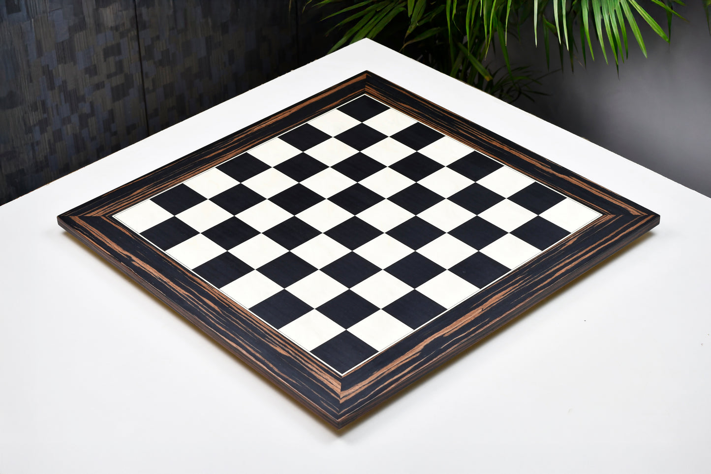 Deluxe Black Dyed Poplar & White Erable with Matte Finish Chess Board 22" - 55 mm