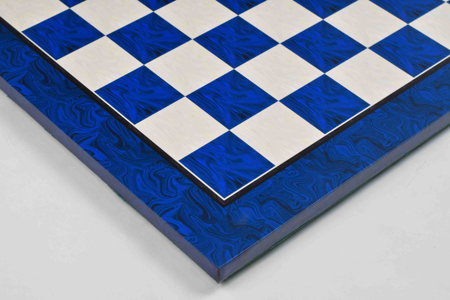 Blue Burl Wooden Pattern Tournament Chess Board 21" 57mm Squares