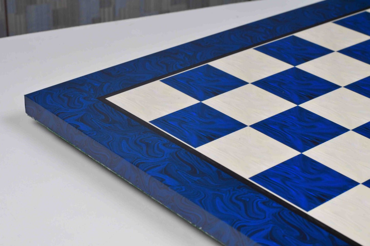 Blue Burl Wooden Pattern Tournament Chess Board 21" 57mm Squares