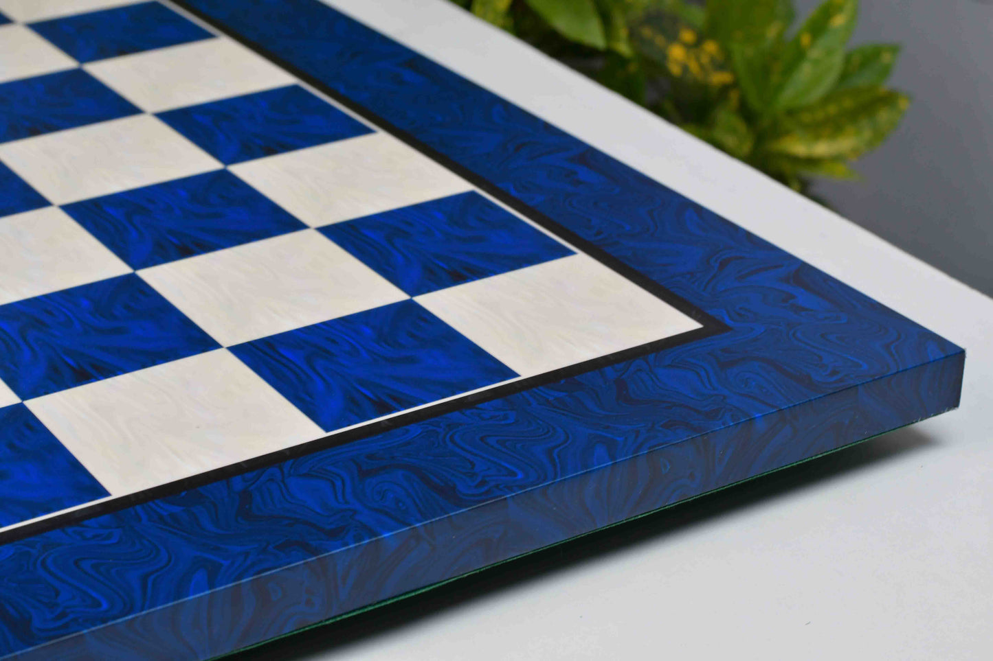 Blue Burl Wooden Pattern Tournament Chess Board 21" 57mm Squares