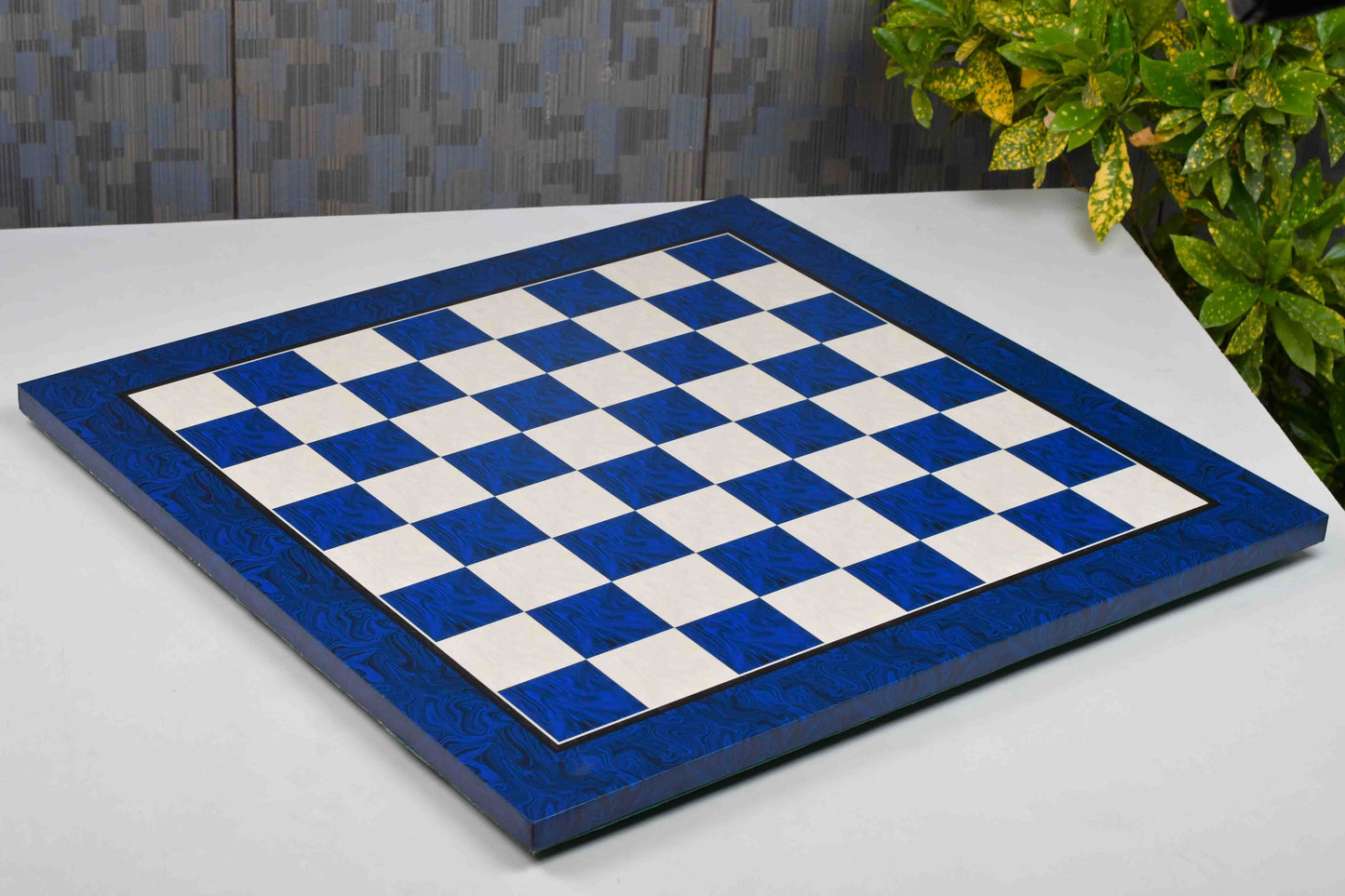 Blue Burl Wooden Pattern Tournament Chess Board 21" 57mm Squares