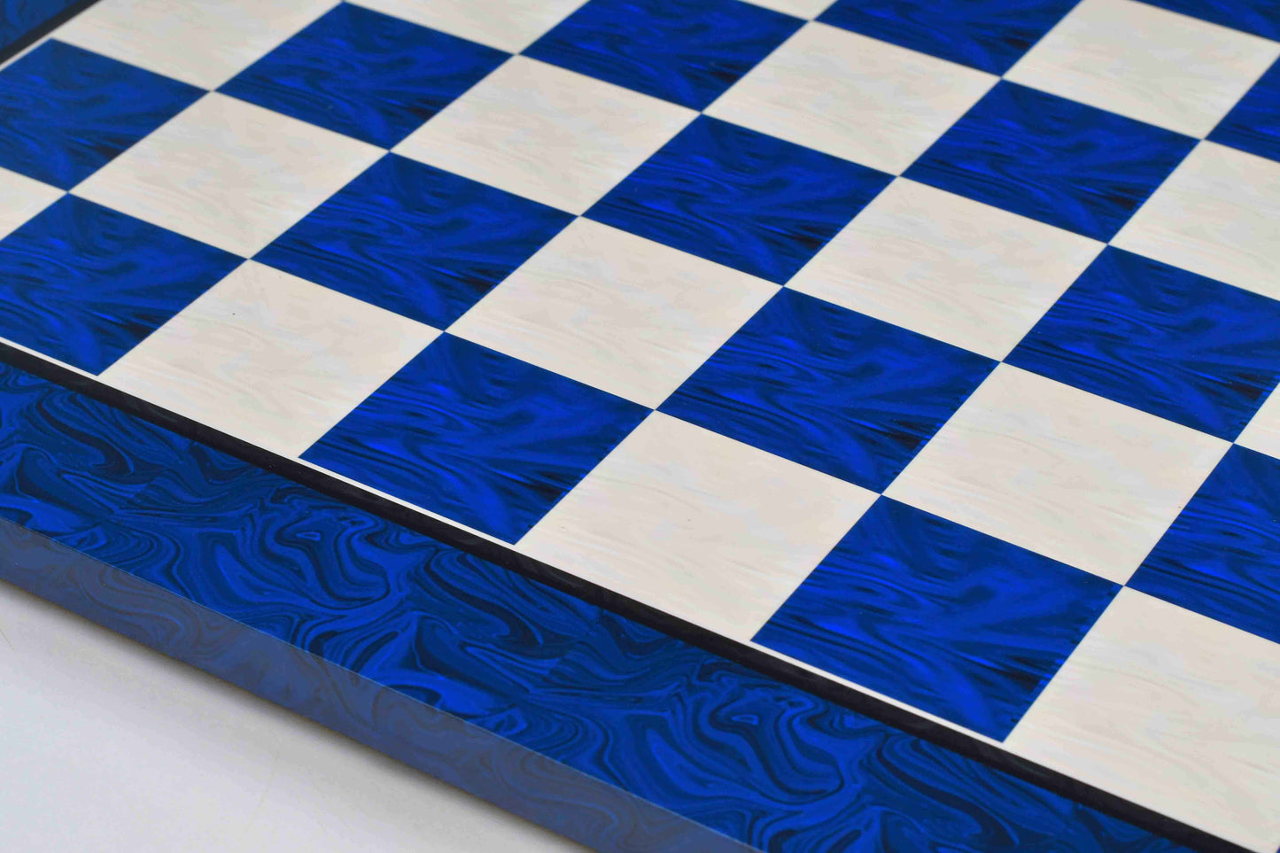 Blue Burl Wooden Pattern Tournament Chess Board 21" 57mm Squares