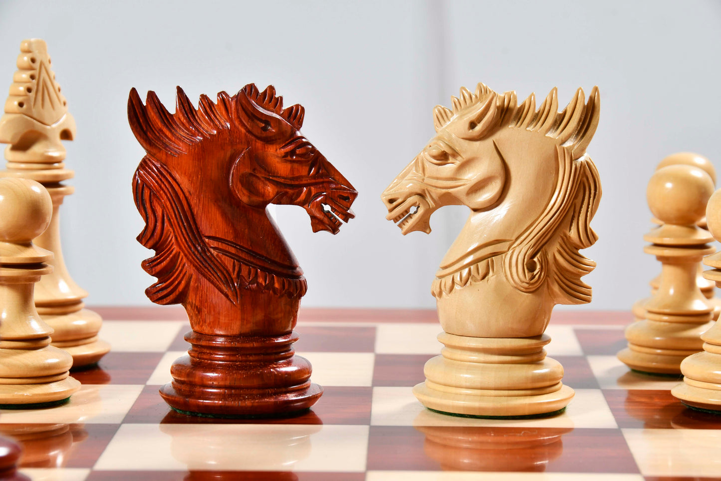 The Dragon Knight Series Wooden Chess Pieces Carved in Budrosewood  / Box Wood - 4.7" King