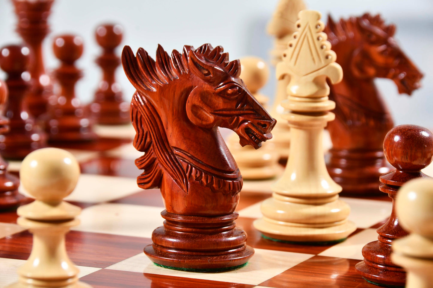 The Dragon Knight Series Wooden Chess Pieces Carved in Budrosewood  / Box Wood - 4.7" King