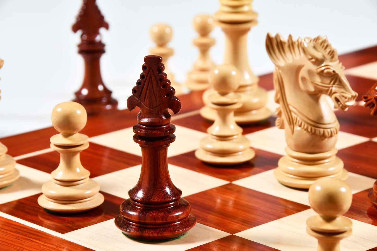 The Dragon Knight Series Wooden Chess Pieces Carved in Budrosewood  / Box Wood - 4.7" King