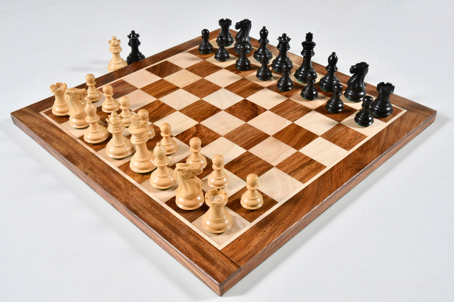 Collector Series Chess Pieces in Ebonized/Boxwood - 2.6" King with Board & Storage Pouch