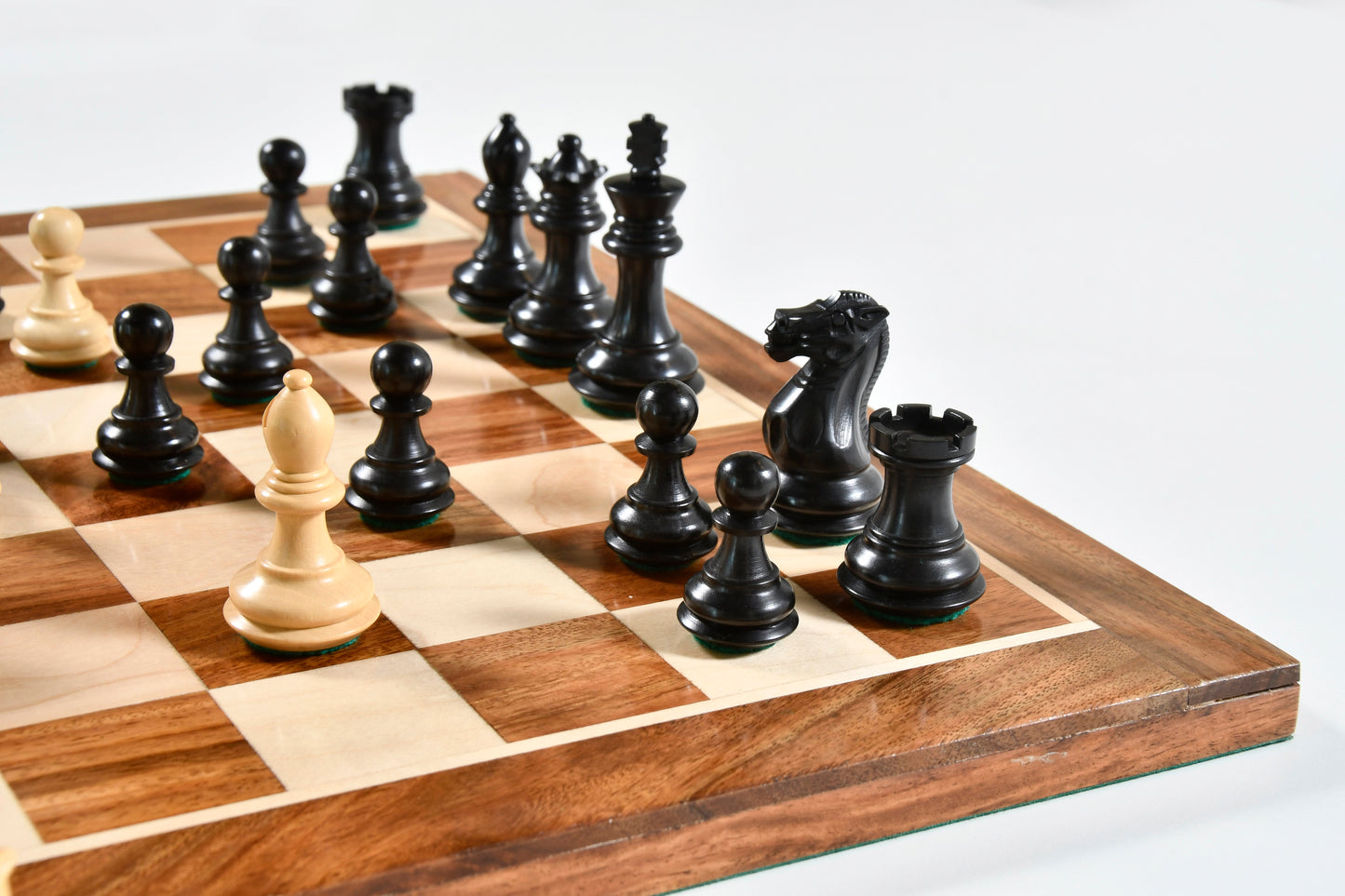 Collector Series Chess Pieces in Ebonized/Boxwood - 2.6" King with Board & Storage Pouch