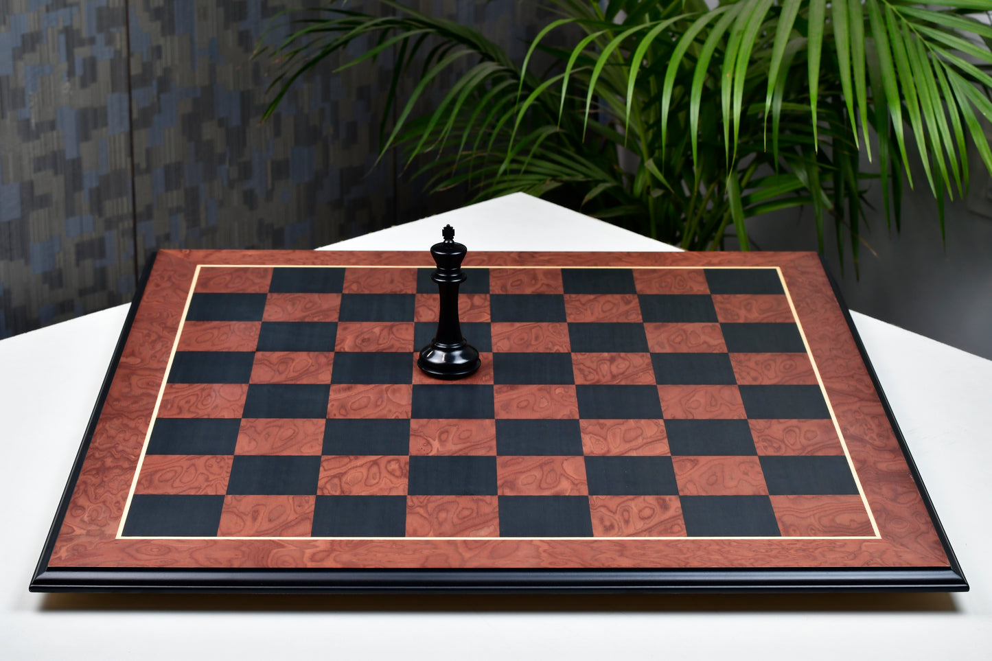 Deluxe Black Anigre Red Ash Burl Matte Chess Board 24" (60mm) | CHESSBAZAAR