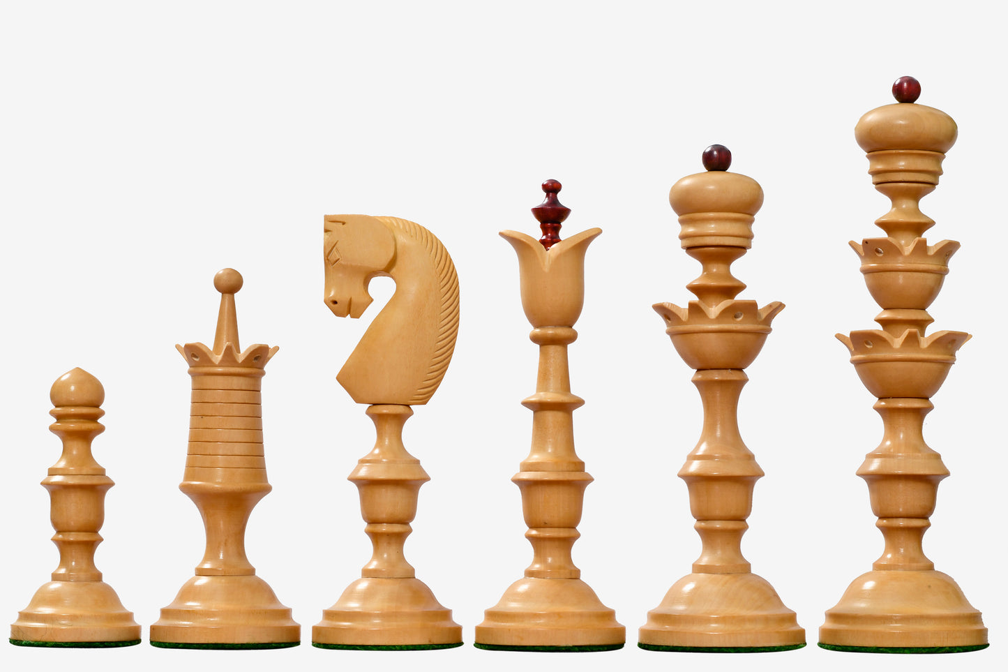 Reproduced Antique Chess Pieces in Bud Rosewood & Boxwood 5.95" King