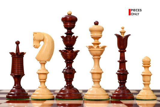 Reproduced Antique Chess Pieces in Bud Rosewood & Boxwood 5.95" King