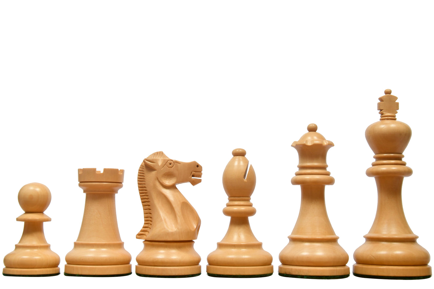 The American Staunton Series Weighted Tournament Chess Pieces in Ebonized Boxwood & Boxwood - 4.1" King