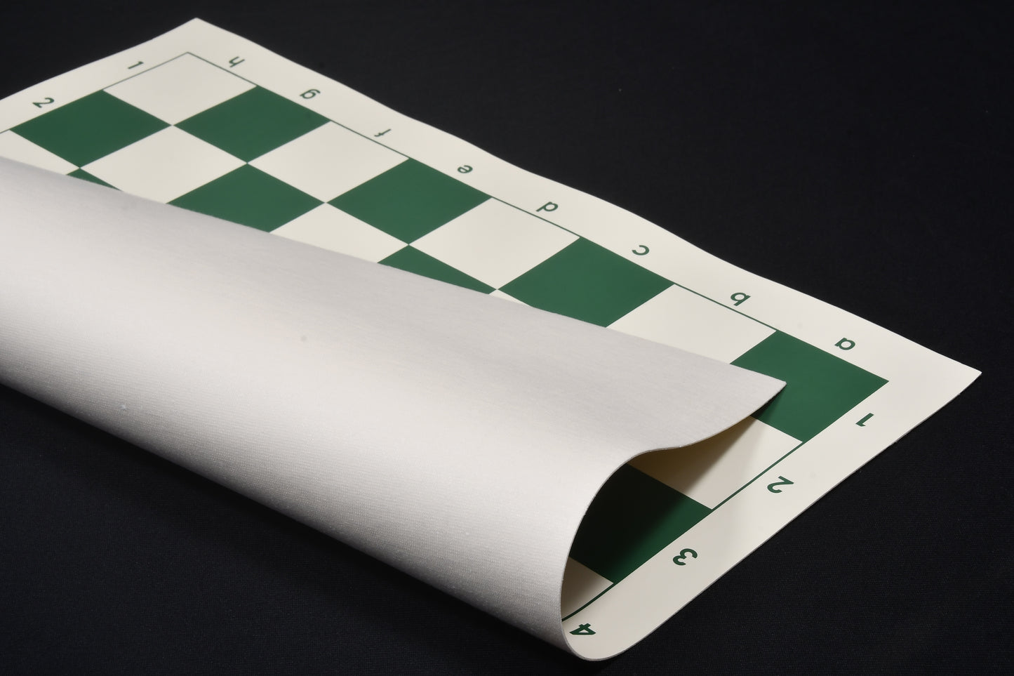 Basic Tournament Vinyl Roll-up Chess Board with Algebraic Notation in Green & White Color 20" - 55 mm