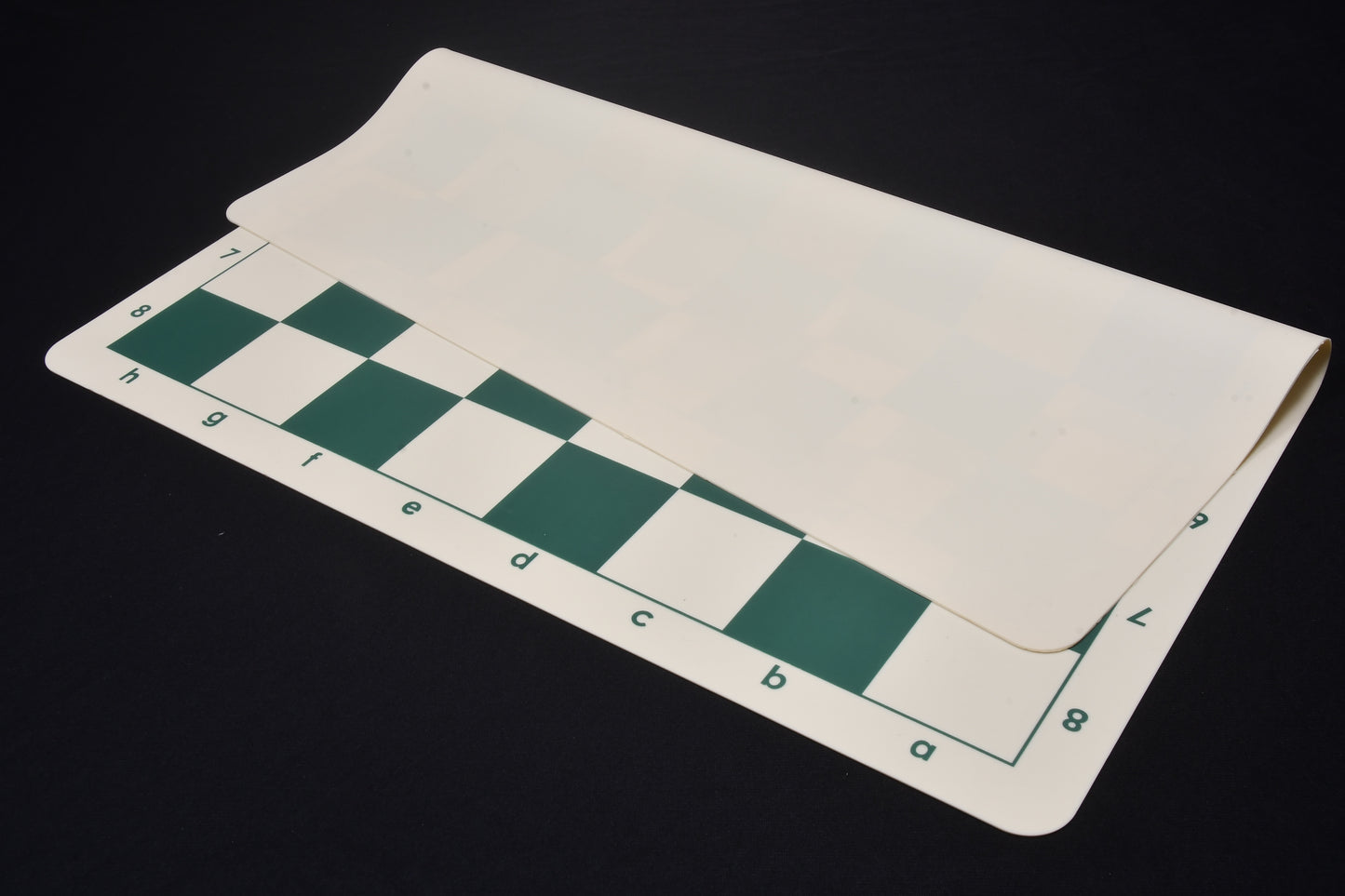 Silicone Unique Flexible Roll-up Chess Board with Algebraic Notation in Dark Green & Off-White Color 20" - 55 mm