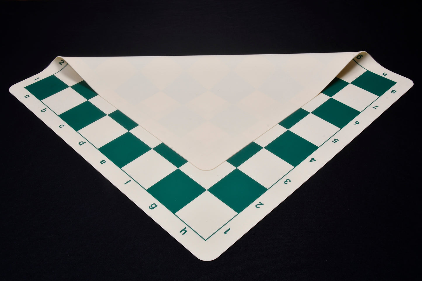 Silicone Unique Flexible Roll-up Chess Board with Algebraic Notation in Dark Green & Off-White Color 20" - 55 mm